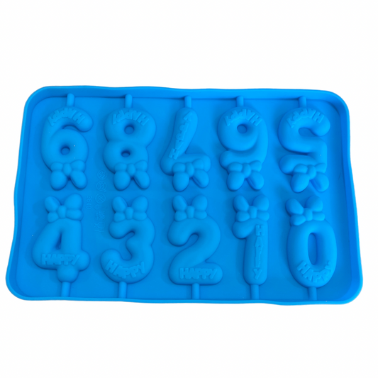Molde de silicón de paleta de números cumpleaños con moños