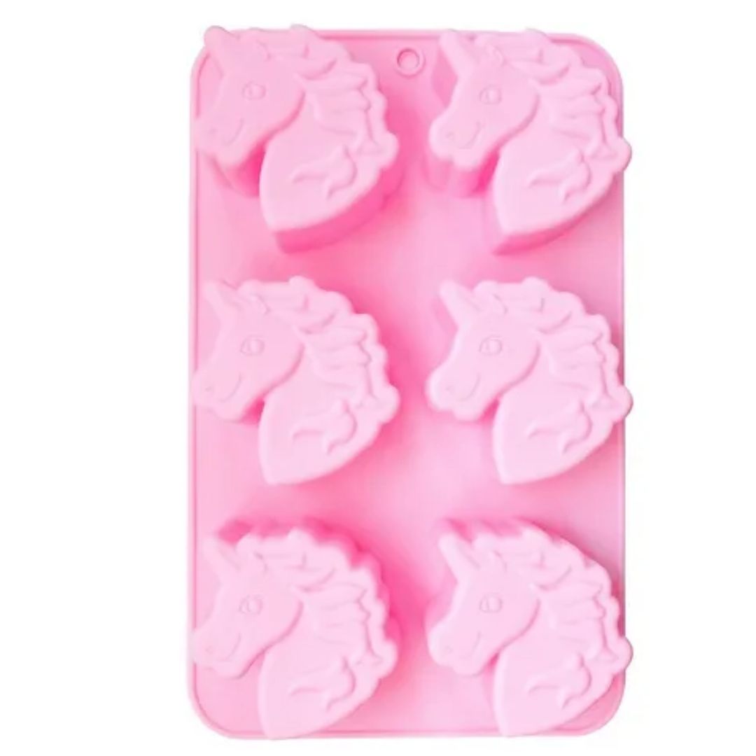 Molde de silicón de cabezas de unicornio 6cav