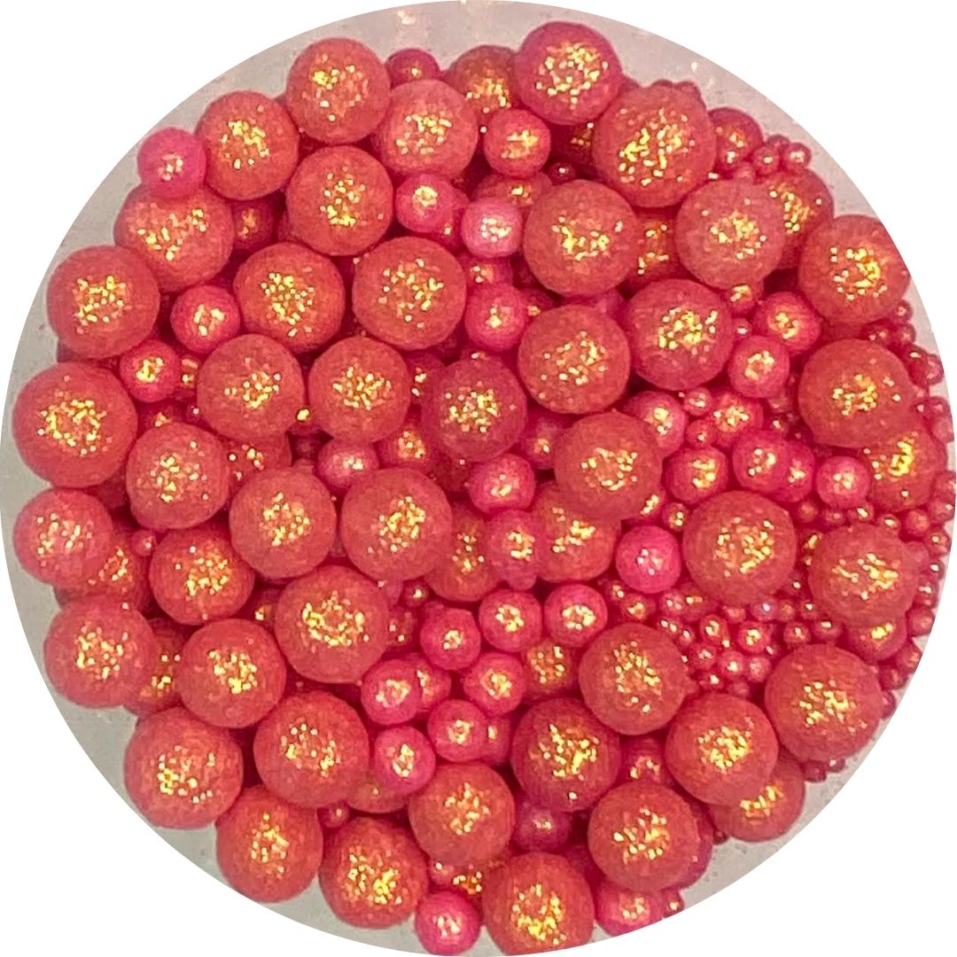 Mix de sprinkles diamantinadas rosas con brillos gold
