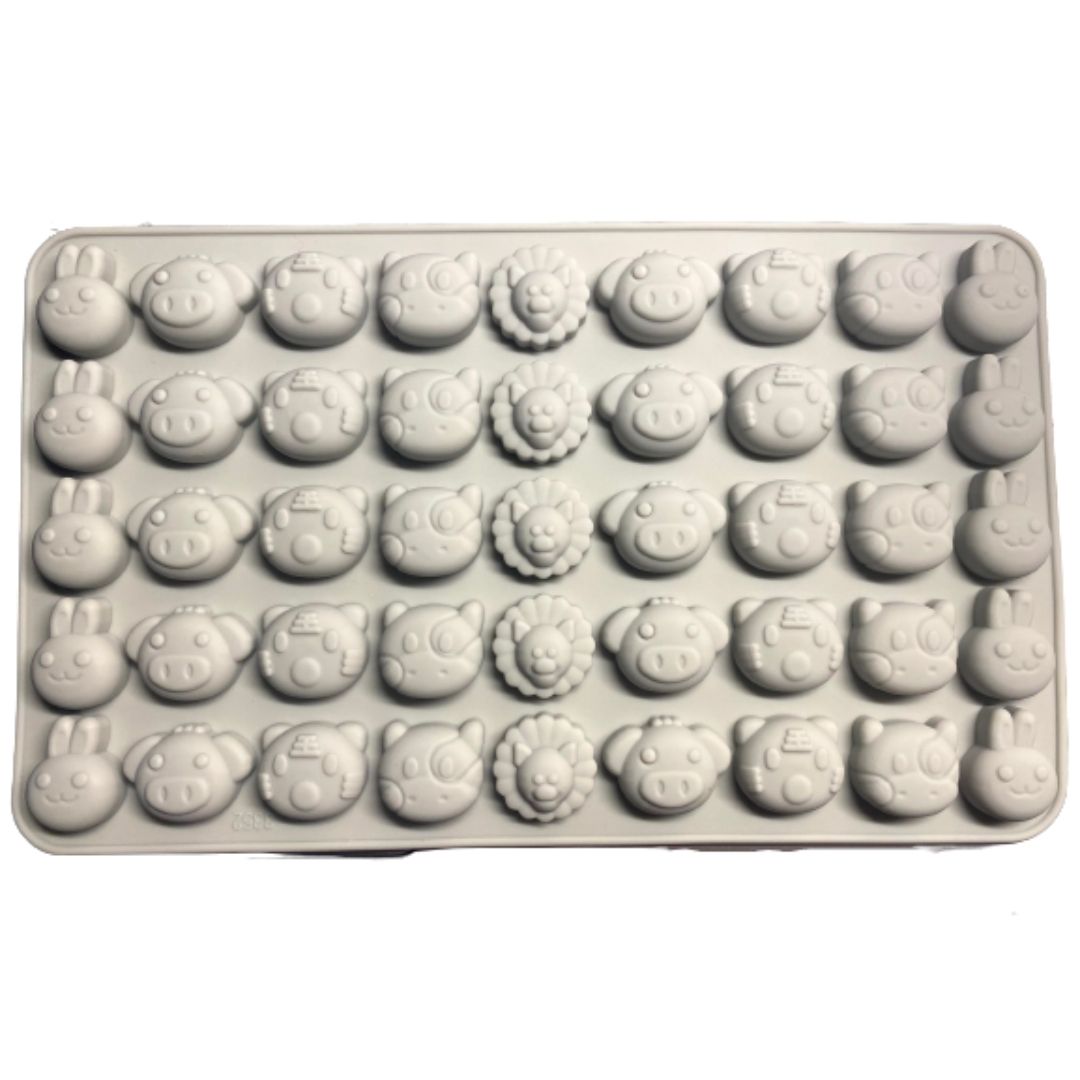 Molde de caras caritas de animales de silicon para gomitas o chocolate