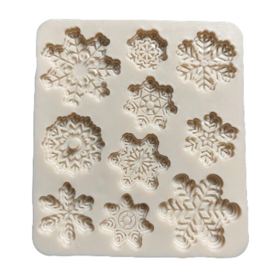 Molde de silicón fondant copos de nieve navidad frozen