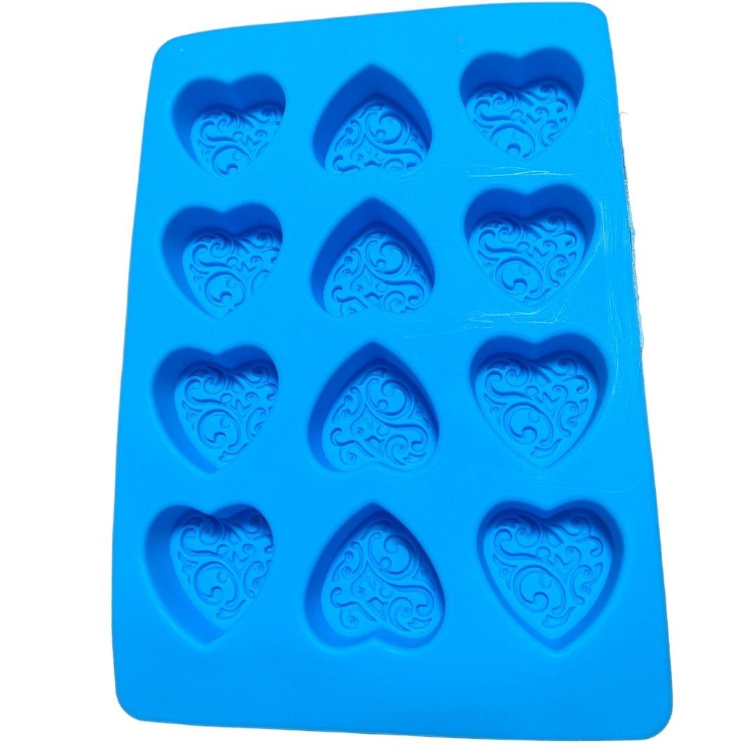 Molde de silicón corazones con diseño