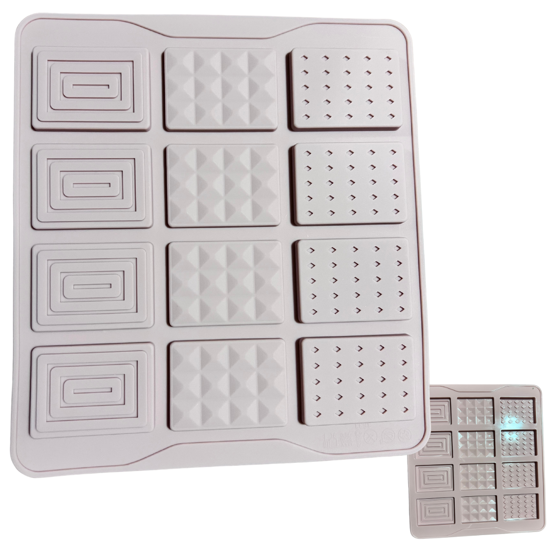 Molde de silicón para chocolate cuadros textura