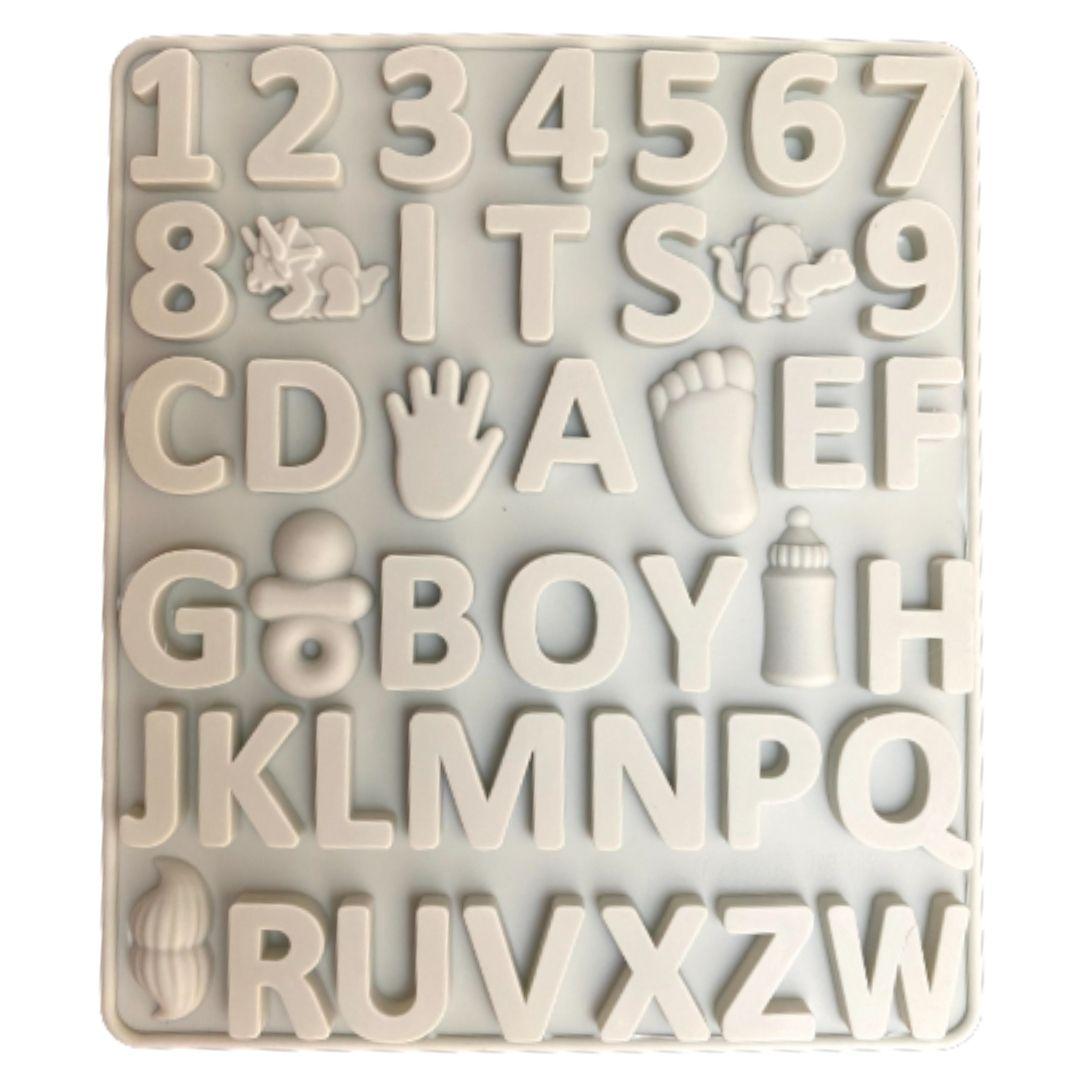 Letras abecedario y números molde de silicón boy