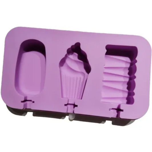 Molde de silicón de paletas mini magnum, cupcake y geométrica 3cav