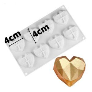 Molde de silicón de corazones diamantados 3D chicos 4x4cms