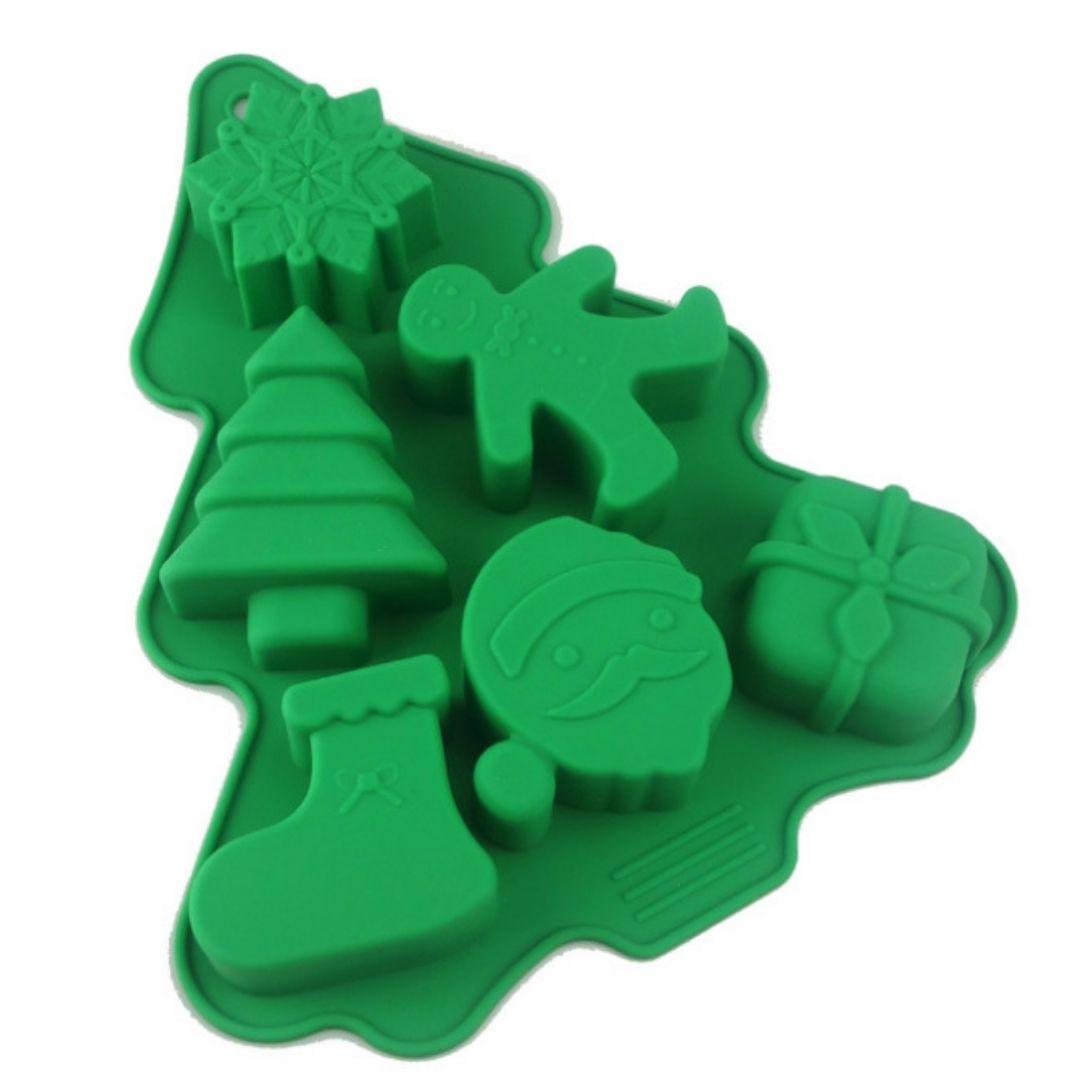 Molde de silicón arbol navidad santa claus copo de nieve muñeco jengibre