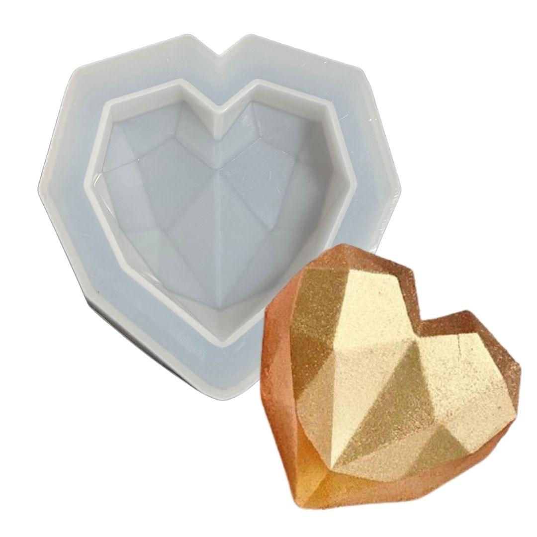 Molde de silicón corazón diamantado 3D