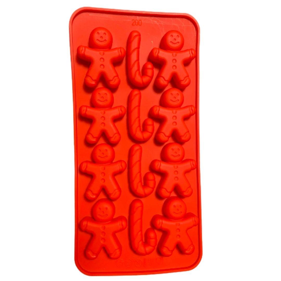 Molde de silicón hombre muñeco de jengibre baston navidad