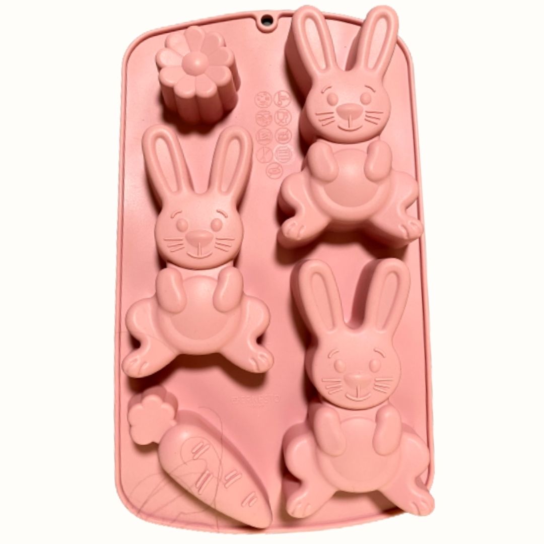 Molde conejo flor y zanahoria de silicón