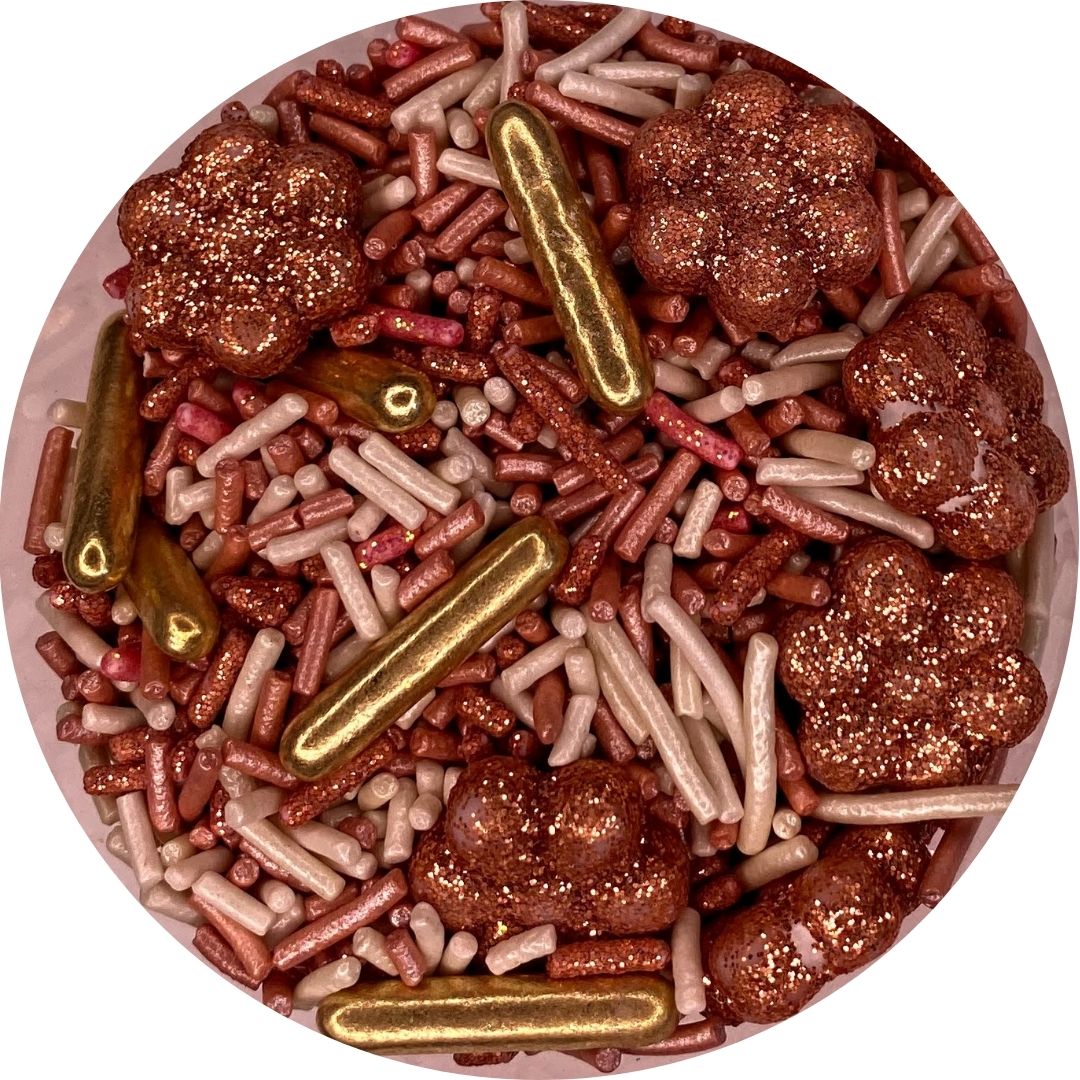 Mix de sprinkles de flores diamantadas rods dorados