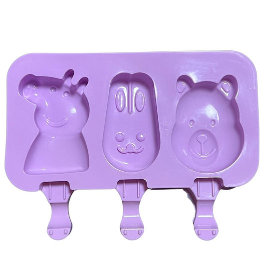 Molde de paletas de silicón Peppa Pig conejo y oso