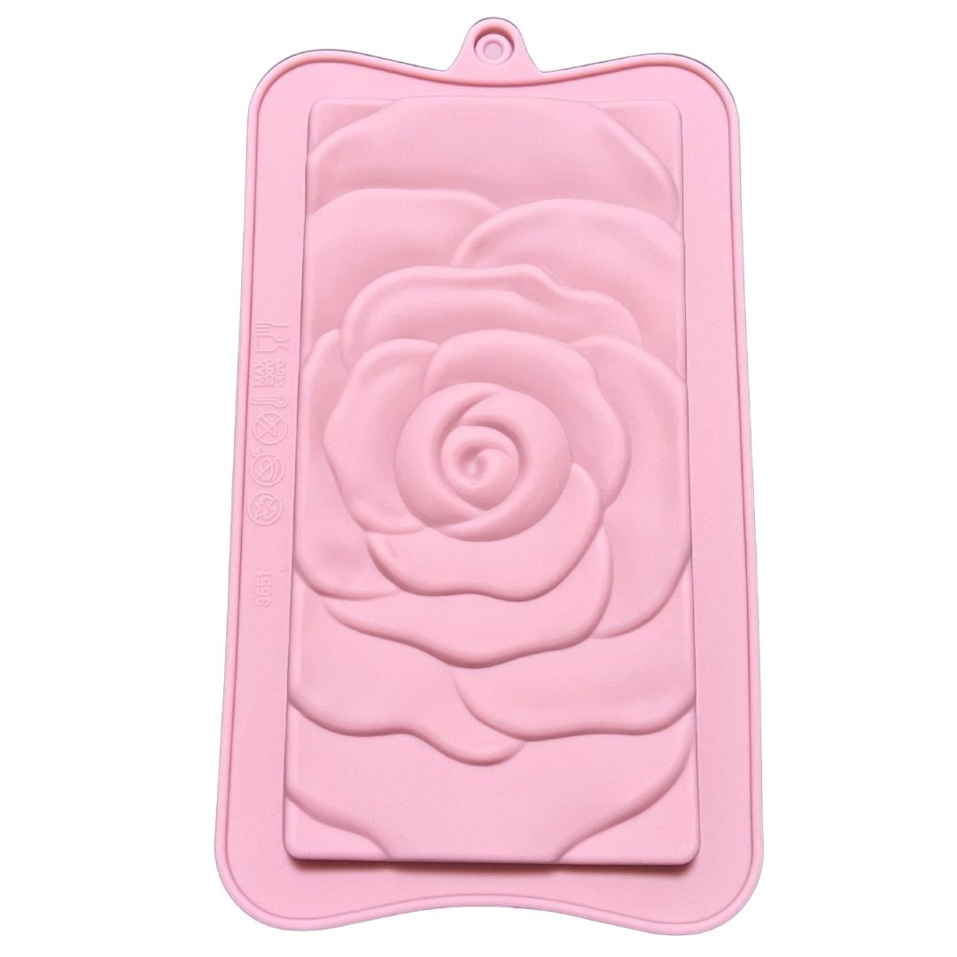 Molde de silicón barra de chocolate en forma de rosa flor