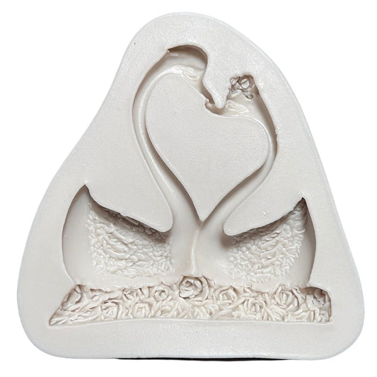 Molde de silicón cisnes pareja patos repostería fondant