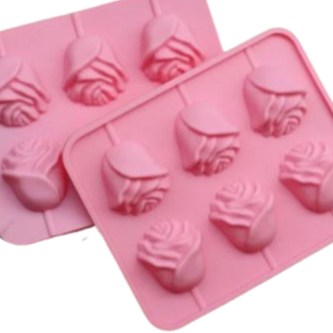 Molde de silicón de rosa paleta 3D 2piezas