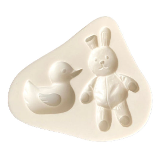 Molde de silicón para fondant de conejo y pato