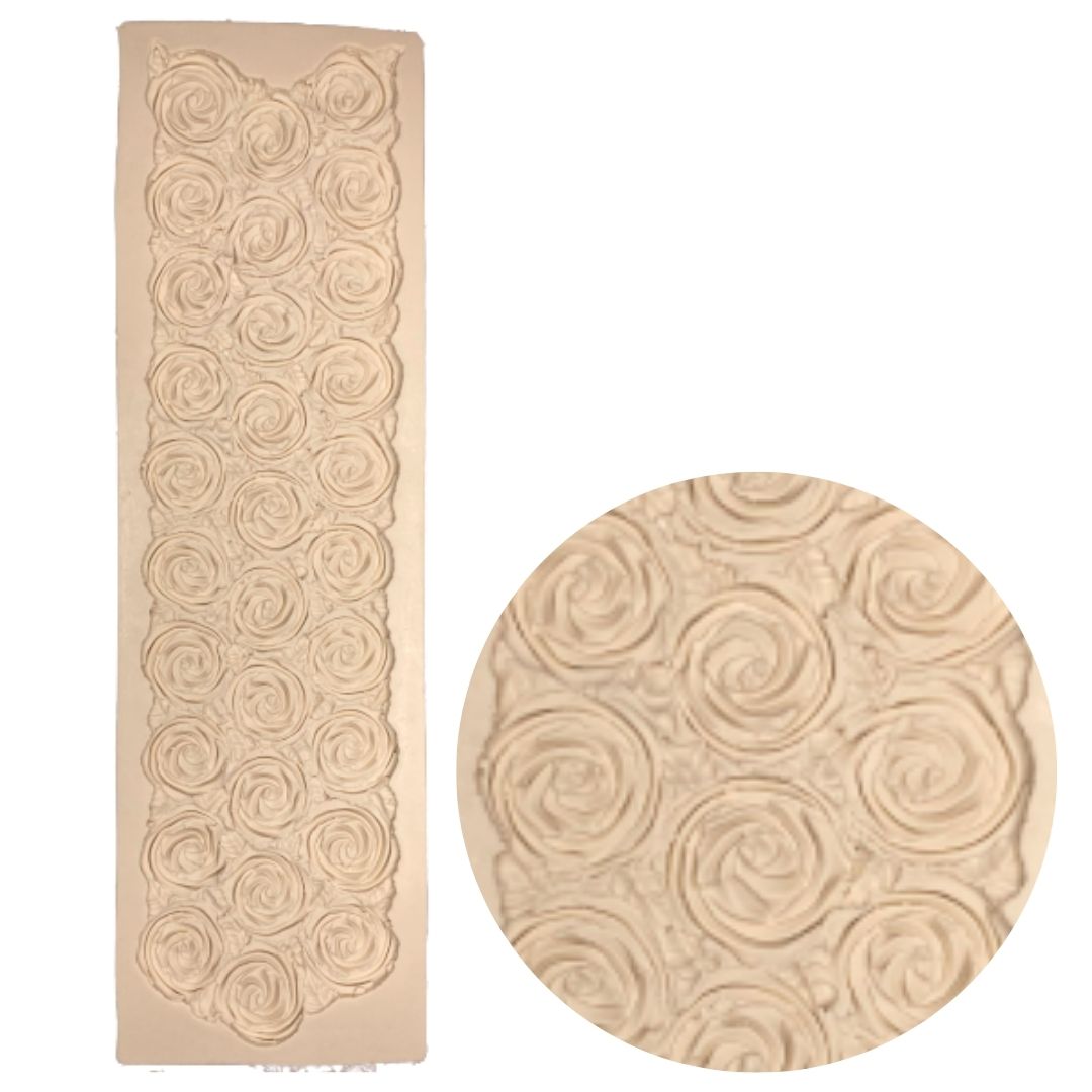 Molde de silicón para fondant de rosas chicas borde cenefa