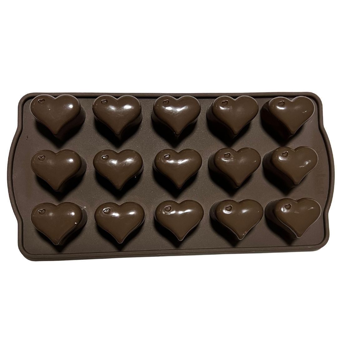 Molde de silicón corazones repostería 15 cav