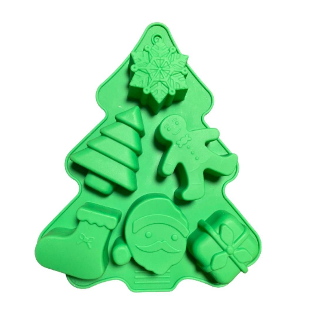 Molde de silicón arbol navidad santa claus copo de nieve muñeco jengibre