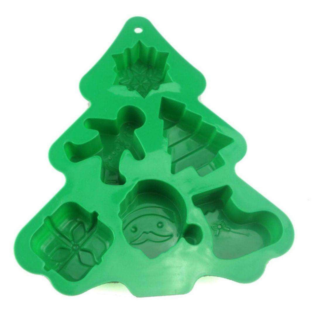 Molde de silicón arbol navidad santa claus copo de nieve muñeco jengibre