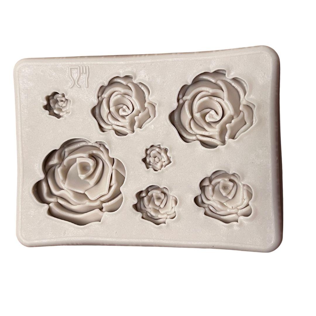 Molde de silicón para fondant rosas flor