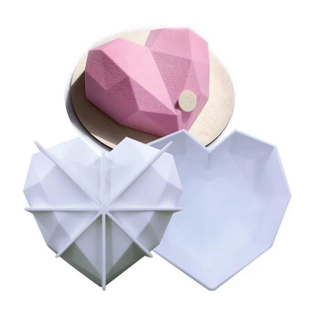 Molde de silicón corazón 3D diamante geométrico